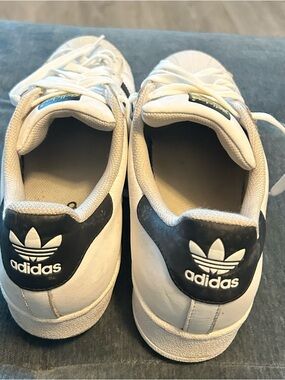 adidas White Sneakers with Black Heel Logo